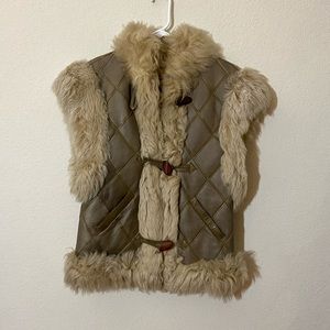 •RARE• 1980’s Christian DIOR Boutique Quilted Leather Shearling Fur Vest